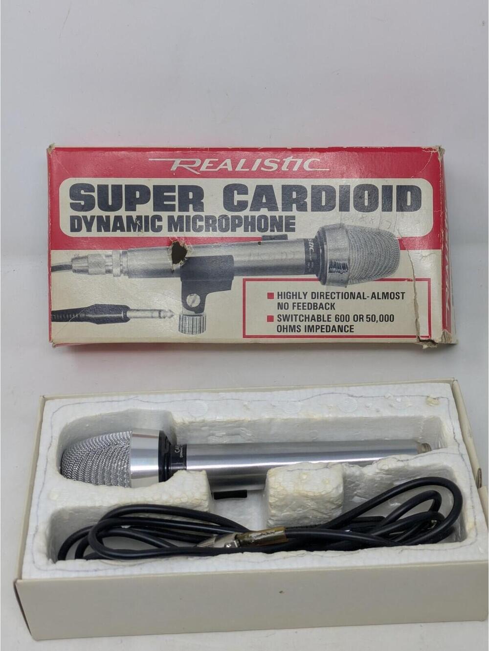 Super Cardioid Dynamic Microphone Vintage Realistic 33-992 Japan Original Box